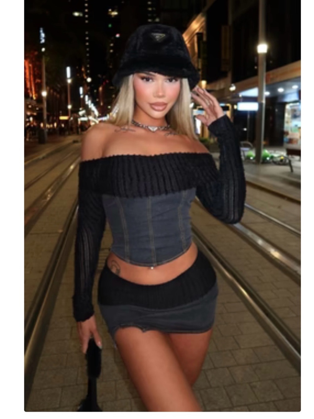 Fashion Nova Black Two-Piece Matching Set
